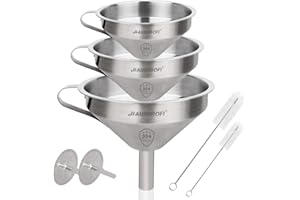 HAUSPROFI Kit entonnoir en acier inoxydable pour transfert d'ingrédients liquides, ingrédients secs et champignons 11/13/15 cm