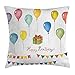 Produktbild Yinorz Birthday Decorations Throw Pillow Cushion Cover, Watercolor Set for Celebration Flags Surprise Box Balloons Happy Wish, Decorative Square Accent Pillow Case, 18 X 18 Inches, Multicolor