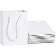 Rosy.Moment Paper Gift Bags 12 Pieces Set, Eco-friendly Paper Bags, With Handles Bulk, Paper Bags, Shopping Bags, Kraft Bags, Retail Bags, Party Bags 14x11x6Cm, Color White