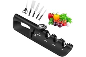 GÉNÉRIQUE 4 in 1 Manual Knife Sharpener with 6 Level Adjustable Angle Knob Versatile Professional Knife Sharpener.