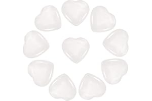 PATIKIL 10 Pcs Natural Heart Shaped Crystal Stone, 1 Inch Mini Polished Love Gemstone Crystal, Pocket Rock Engraved Worry Stones for Women Gifts Meditation, White