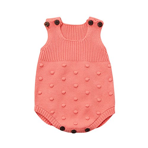 Longra Ropa Bebé Unisex Mameluco de Bebé de Otoño e Invierno Ropa de Niños De Punto (6M, Rosa)