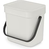 Brabantia - Sort &amp; Go &ccedil;&ouml;p kutusu 3 l &ndash; k&uuml;&ccedil;&uuml;k geri d&ouml;n&uuml;ş&uuml;m kabı &ndash; taşıma sapı &ndash; bakımı kolay &ndash; tezgah veya mutfak dolabı i&ccedil;in 