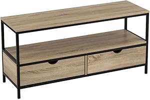 WADIGA Mueble TV Moderno de Acero Negro con 2 cajones de 57x39x120 cm - LOLAhome