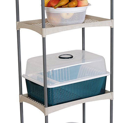 WOLTU SR0032 Standregal Badregal Haushaltsregal mit 3 Böden, Hält 15kg pro Boden, 49x31x90cm, Grau + Cremeweiss - 3