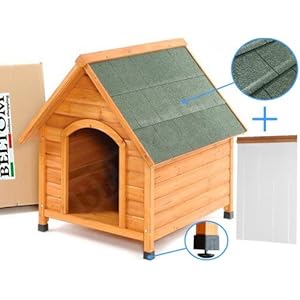 Beltom De Madera Perrera Casa del Perro Refugio Small/pequeño + PVC Carpa/Puerta – Small