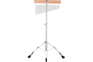 WANXIAO 25 Bells Barchime Bar Chimes Single-Row Solid Aluminum Bar Wind Chimes Musical Percusion Instrument with Adjustable Mounting Stand, Silver