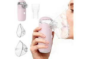 BEURER Inhalateur nasal, Nebulisateur portable avec 2 masques et embout buccal, Inhalateur nez pour adultes et enfants avec fonction de recharge, adapté à la maison et aux voyages（Rose）