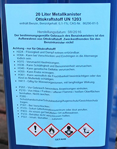 3x Metallkanister 20l Benzinkanister + 3x Ausgießer flexibel dunkelblau Dieselkanister TrutzHolm® by Baumarktplus - 3