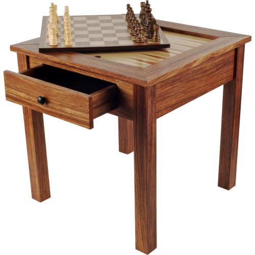 Trademark Games Wood 3-in-1 Chess Backgammon Table