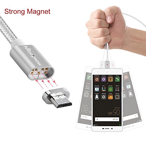 Mbuynow 3A C  ble Micro USB Magn  tique en Nylon Tress   C  ble Chargeur et Donn  es Synchronisation Magn  tique C  ble de charge Aimant   pour Android divers  Samsung Galaxy S4  S5  S6  S6 Edge  S7  Note  LG  HTC et Sony  etc - Argent