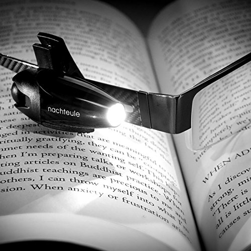 nachteule+ Das clevere Leselicht für die Brille - brandneue, wiederaufladbare Akku-Version!