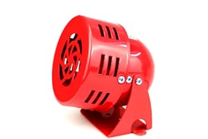 BORDSTRACT Sirena a motore, MS-190 24V DC 114dB suono d'allarme Buzzer ad alta potenza, sirena elettrica ad alta intensità, mini corno d'allarme rosso per casa, industrie, negozi e sistema di sicurezza