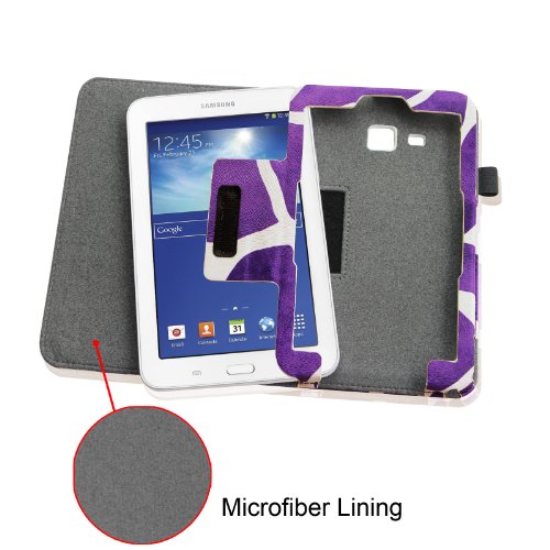 [Eckenschutz] Fintie Samsung Galaxy Tab 3 7.0 Lite T110 T111 T113 T116 Hülle Case – Slim Fit Folio Bookstyle Kunstleder Schutzhülle Cover Tasche mit Ständerfunktion für Tab 3 Lite 7.0 Zoll Tablet, Giraffe Lila - 4