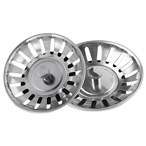 HOMPO Lot de 2 Crépine Evier Cuisine Inox Crépine pour Evier 80 mm avec Embout à Boule