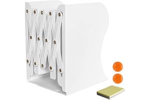 DIFIT 1 Piece Book Ends, Adjustable Bookends, Non-Skid Heavy Duty Book Ends for Shelves, White Metal Bookends, Decorative Books End, Office Accessories for Library Home Classroom School Office