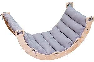 Buxibo Ponte/Arco da Arrampicata in Legno con Cuscino - Struttura da Arrampicata Montessori - Legno Naturale - Giocattolo per Bambini - 97x47x52 cm