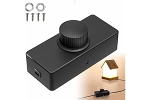 TECHZOCO Potenciómetro regulador de luz con Interruptor, Dimmer LED, Interruptor regulador intensidad, Atenuador de luz, Apto para 12V-24V DC 800Hz-16KHz, Potencia 8A 196W Max, Conexión por tornillo