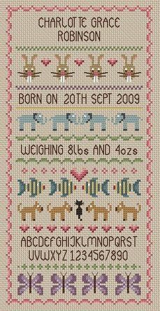 Baby Girl Birth Sampler Chart