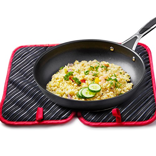 Deik Ofenhandschuhe und Topflappen,Hitzebeständige Handschuhe bis zu 240℃, Silikon Anti-Rutsch topfhandschuhe, Geeignet für Kochen, Backen, Grillen, Schwarz - 5