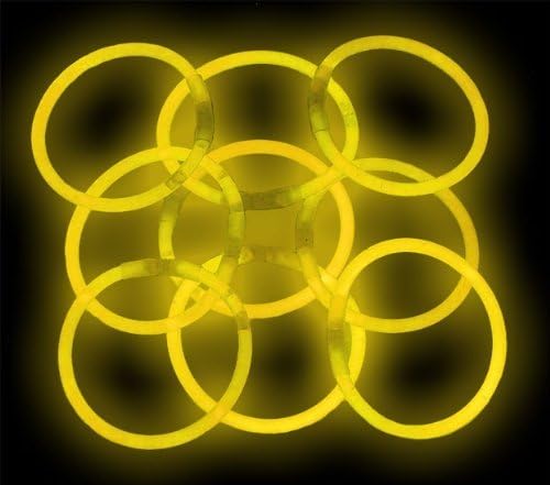 RAGE ACCESSORIES 8" Inch Premium YELLOW Neon 100 x Glow Sticks Bracelets Necklaces Parties Raves Festivals