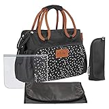 Este bolso funcional dispone de un bolsillo delantero y de numerosos compartimentos interiores para organizar las cositas del bebé.