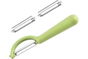 LILIKAI Éplucheur Tupper avec 2 lames de rechange pour éplucheur Tupperware - Éplucheur de pommes de terre de cuisine - Éplucheur de légumes - En acier inoxydable - Poignée en plastique - Facile à nettoyer