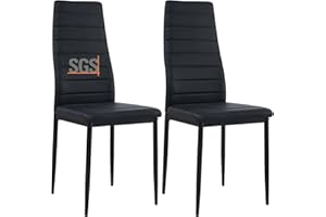 ‎BUYBYROOM buybyroom Esszimmerstühle 2er Set Metall Küchenstuhl, Esstisch Stuhl Bequemer Polsterstuhl SitzfläChe,Schwarz