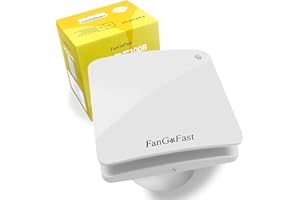 FanGoFast Ventilatore bagno 100 mm con sensore di umidità, Silenzioso Aspiratore bagno con Valvola di Ritorno, Estrattore aria Per Bagno,Wc,Cucina,Garage