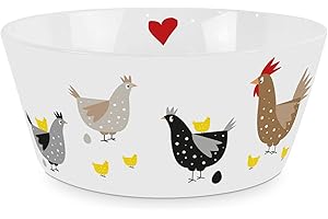ReWu Schale Müslischale Porzellan Breakfast Ø 15 cm Geschir Bunte Hühner 650ML Bowl Frühstücksgeschirr Ostern Geschenkidee Tischdekoration 15x15x6,2 cm