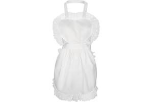 Boyiee Retro Cosplay Maid Schürze Weiße Schürze Verstellbares Halloween Kostüm Küche Restaurant Frauen Mädchen Kellnerin Schürzen Vintage Viktorianischer Stil Party Kostüm Zubehör