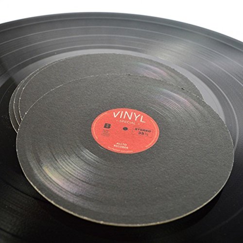48 x Untersetzer Schallplatte – Glasuntersetzer im Retro Vinyl Schallplatten Design aus Pappe - 4