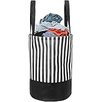 PrettyKrafts Canvas Laundry Bag, Toy Storage, Laundry Storage (45 L) - Black Stripes