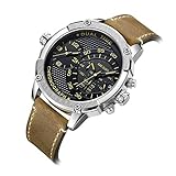LLLS Men es Analogue Quarz Watch Sports Casual Personalized Fashion Waterproof Chronograph Calendar with Genuine Leather Band