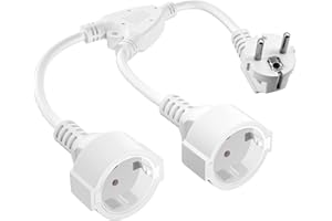ANTIFNUO Doppelstecker für Steckdose,Verlängerungskabel mit 2 Fach Steckdosen,Schutzkontakt Verlängerungskabel Kurzes Verlängerungskabel 3 x 1,5mm², bis 250V/16A, IP20 für Zuhause, Büro, Außenbereich
