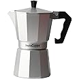 InstaCuppa Classic Stovetop Moka Pot Espresso Maker, Italian Style Percolator Coffee Maker, Durable and Premium Grade Aluminium Build, 300 ML, Silver