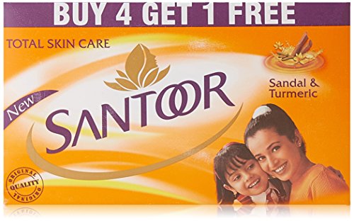 Santoor Plain Bathing Bar, 150g (Buy 4 Get 1 Free) price