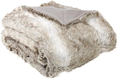 Gris fluffy faux fur plush blanket bedspread quilt throw - 130 x 150 cm - Sibérie