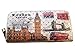 Price comparison product image London England Wallet Purse - Words and Landmarks/Diamond Imitation Hearts/Big Ben/Houses of Parliament/Royal Guards/Tower Bridge/Telephone Boxes/Double Decker Red Bus/UK Souvenir