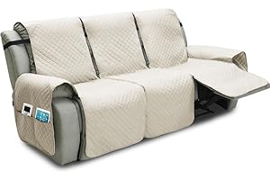 Fansu Funda de Sillón Relax 3 Plaza, Diamante Impermeable Sillón Relax Funda Reclinable, Cubre sofá, Extraíbles y Lavables Protector sofá Acolchado (Beige,3 Plaza)