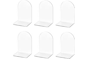 Deefongo Acryl Buchstützen, 6 Stück für Regale, Bücherregale und Schreibtisch-Organizer - Klare, Transparent Bücherstützen für Bücher und Heimbürobedarf