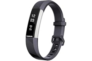 FunBand Bracelet pour Fitbit Alta HR et Fitbit Alta, Bande en Silicone Souple Sangle de Remplacement Reglables Sport Accessorie pour Montre Connectée Fitbit Alta HR et Fitbit Alta (1-Pack Gris)