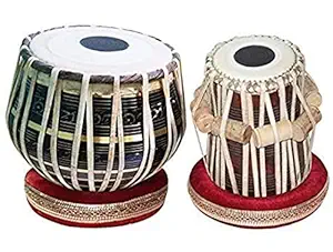 Archi Musicals Sheesham Wood Hand Made Brass Tabla Set Black Color - A Musical Instrument (5.50 Inch D# Scale Tabl) weight BAYAN 3 kg