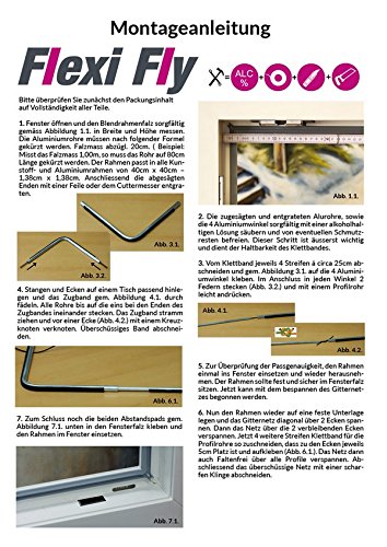Flexi Fly Patent Fenster Fliegengitter mit Federrahmen bis 138x138cm schwarz - 2