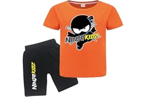 FORLCOOL Ninja Kidz Kids Summer 100% Cotton T Shirts and Shorts 2pcs Clothing Sets Boys Girls Casual Sport Suits