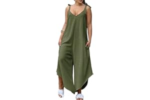 ORANDESIGNE Salopette Donna Tuta Tinta Unita Pantaloni Cargo Larghi Senza Maniche Taglie Forti Sciolto Comoda con Tasche Onepiece Overall