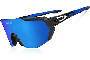 Queshark Polarizzati Anti-UV Occhiali da Ciclismo Bici MTB Intercambiabili per Sport Uomo Donna Guida Pesca Golf Baseball Corsa