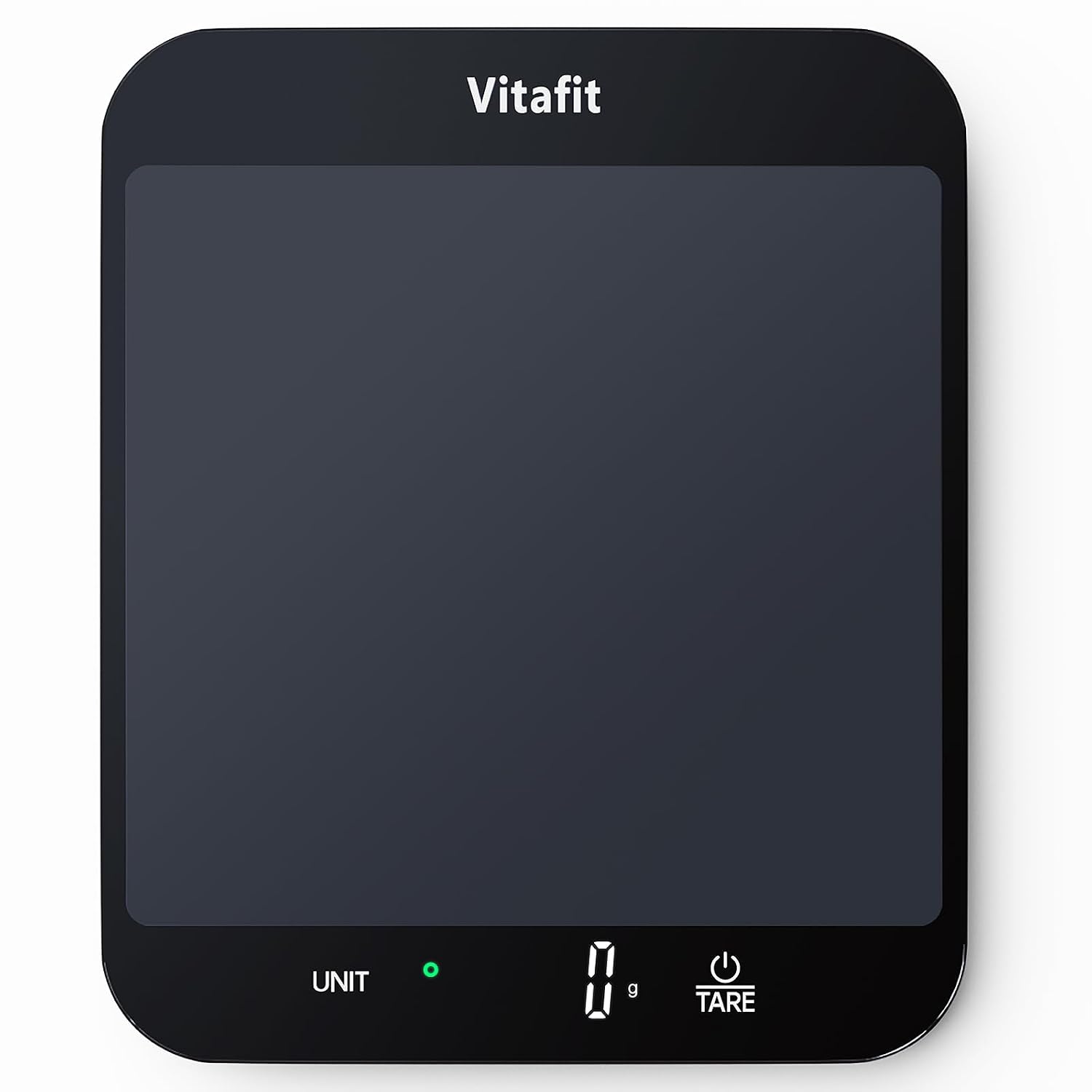 Vitafit 15kg Bilancia Cucina Digitale Precisione 1g, 215x180mm Piattaforma | Professionale Fabbrica Dal 2001 Approvata LFGB Bilancia da Cucina Alimentare per Cucinare Cuocere e Caffè, 3 AAA, Nera, LED