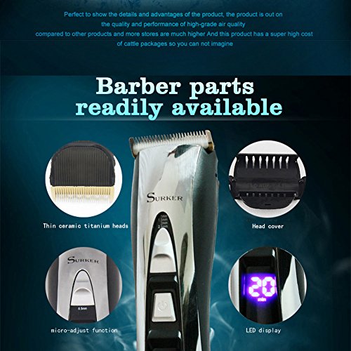 Surker 	 Hair Clipper Hair Cutter Hair Cutting Machine Trimmer LCD Display Ceramic-Titanium Coated Hair Trimmer HC-575