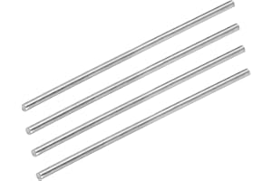 sourcing map 304 Barras Redondas Acero Inoxidable, 3 mm X 100 mm, Eje Sólido para Varillas Bricolaje Modelo Coche Helicóptero Avión, Paquete de 4